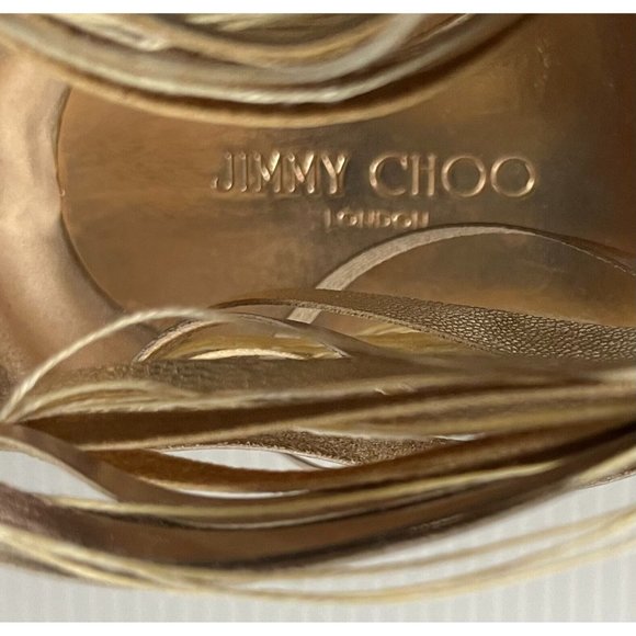 Jimmy Choo Gold & Tan Leather Gladiator Sandals, Size 7.5 (US), 37.5 (EU) - Picture 11 of 11